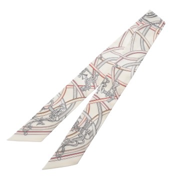 エルメス ツイリー HARNAIS LEGENDIRE 白/グリペルル/ルージュH 064299S シルク100％ レディース 【新品】【other】