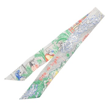 エルメス ツイリー CITY OF LIGHT グリーン/グレー/マルチカラー 064103S シルク100％ レディース 【新品】【other】