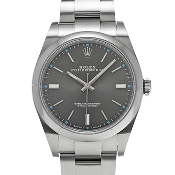 ロレックス オイスターパーペチュアル 39 ダークロジウム 114300 グレー メンズ 時計 【中古】【wristwatch】