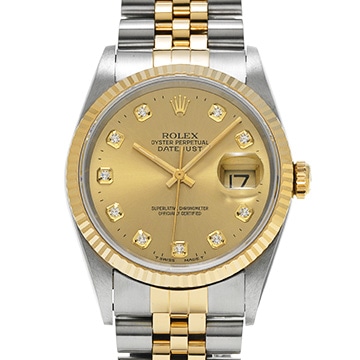 ロレックス デイトジャスト 36 16233G シャンパン/ダイヤモンド メンズ 時計 【中古】【wristwatch】