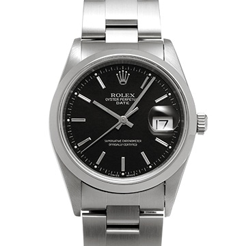 ロレックス オイスターパーペチュアル デイト 34 15200 ブラック メンズ 時計 【中古】【wristwatch】