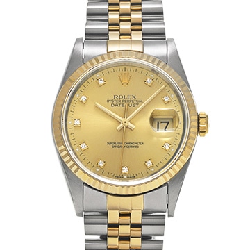 ロレックス デイトジャスト 36 16233G シャンパン/ダイヤモンド メンズ 時計 【中古】【wristwatch】
