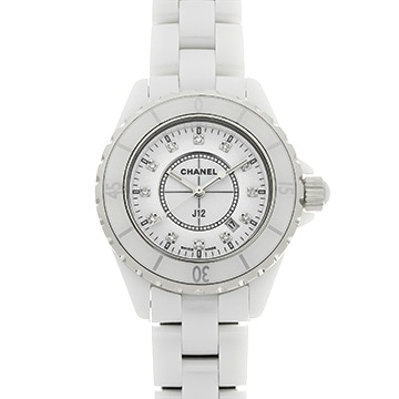 シャネル J12 33MM H1628 ホワイト/ダイヤモンド レディース 時計 【中古】【wristwatch】