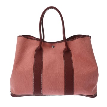 エルメス ガーデンパーティ GM ルージュアッシュ トワルアッシュ/レザー レディース バッグ 【中古】【bag】
