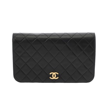 シャネル マトラッセ プッシュロックチェーンショルダー ブラック ラムスキン レディース バッグ 【中古】【bag】
