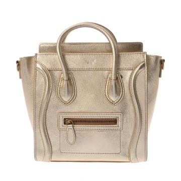 セリーヌ ラゲージ ナノ メタリックゴールド 189243HSC カーフ レディース バッグ 【中古】【bag】