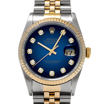 ロレックス デイトジャスト 16233G ブルー・グラデーション/ダイヤモンド メンズ 時計 【中古】【wristwatch】