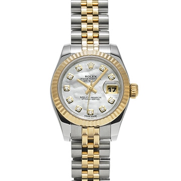 ロレックス デイトジャスト 179173NG ホワイトシェル/ダイヤモンド レディース 時計 【中古】【wristwatch】