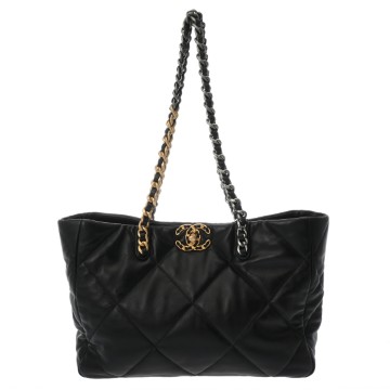 シャネル CHANEL19 チェーントート CHANEL19 ブラック A3660 シャイニーラムスキン レディース バッグ 【中古】【bag】