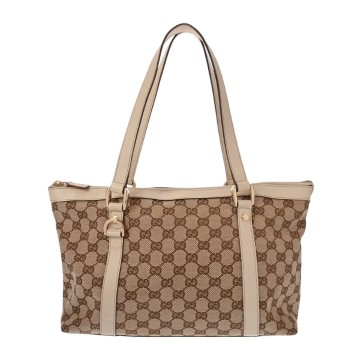 グッチ トートバッグ  ベージュ/エボニー/アイボリー 141470 GGキャンバス/レザー レディース バッグ 【中古】【bag】