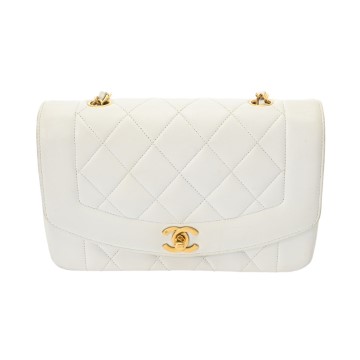 シャネル ダイアナ チェーンショルダー 23cm  ホワイト A01164 ラムスキン レディース バッグ 【中古】【bag】