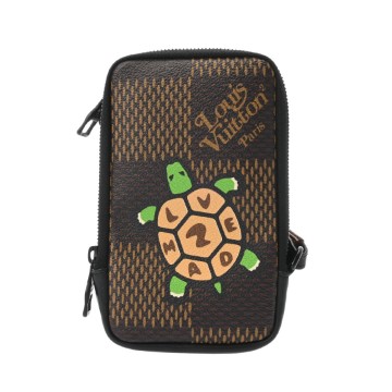 ルイ ヴィトン ダミエジャイアント LV×NIGO ダブルフォンポーチ ブラウン N40377 ダミエキャンバス メンズ バッグ 【中古】【bag】