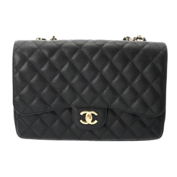 シャネル マトラッセ Sフラップ Wチェーンショルダー 30 ブラック キャビアスキン レディース バッグ 【中古】【bag】