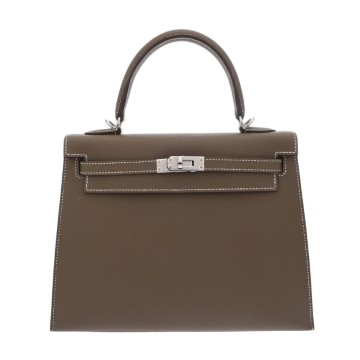 エルメス ケリー25 外縫い エトゥープ ヴォーエプソン レディース バッグ 【新品】【bag】