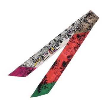エルメス ツイリー A L'OMBRE DES BOULEVARDS ヴェール/ブルー/ルージュ 062910S シルク100％ レディース 【新品】【other】