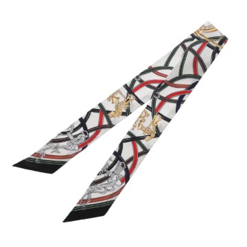 エルメス ツイリー HARNAIS LEGENDAIRE ホワイト/ヴェールロデン/レッド 064299S シルク100％ レディース 【新品】【other】