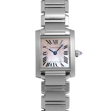 カルティエ タンクフランセーズ SM W51028Q3 ピンクシェル レディース 時計 【中古】【wristwatch】