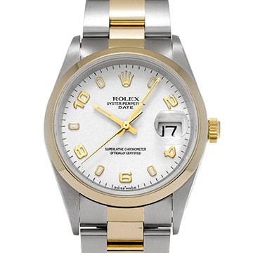 ロレックス オイスターパーペチュアル デイト 34 15203 ホワイト メンズ 時計 【中古】【wristwatch】