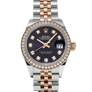 ロレックス レディ デイトジャスト 28 279381RBR オーベルジーヌ/ダイヤモンド レディース 時計 【中古】【wristwatch】
