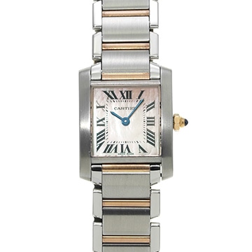 カルティエ タンクフランセーズ SM W51027Q4 ピンクシェル レディース 時計 【中古】【wristwatch】