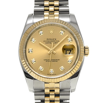 ロレックス デイトジャスト 116233G シャンパン/ダイヤモンド メンズ 時計 【中古】【wristwatch】