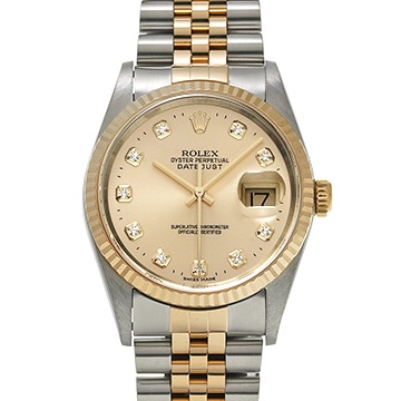 ロレックス デイトジャスト 36 16233G シャンパン/ダイヤモンド メンズ 時計 【中古】【wristwatch】