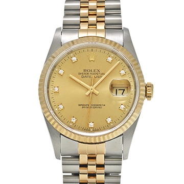 ロレックス デイトジャスト 36 16233G シャンパン/ダイヤモンド メンズ 時計 【中古】【wristwatch】