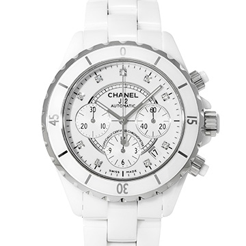 シャネル J12 クロノグラフ 41MM H2009 ホワイトラッカー/シルバー/ダイヤモンド メンズ 時計 【中古】【wristwatch】