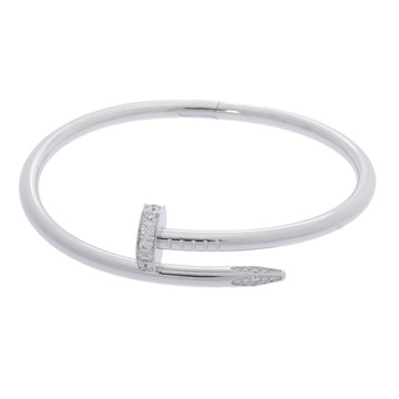 カルティエ ジュストアンクル ブレスレット #16 シルバー K18ホワイトゴールド WG レディース ジュエリー 【中古】【jewelry】