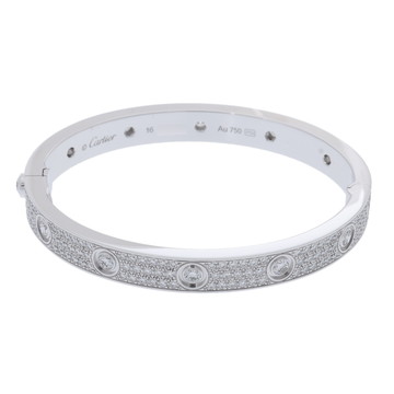 カルティエ ラブブレスレット #16 フルパヴェ シルバー K18ホワイトゴールド WG レディース ジュエリー 【中古】【jewelry】