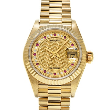 ロレックス デイトジャスト ミリヤード 69178 シャンパン/ダイヤモンド/ルビー レディース 時計 【中古】【wristwatch】