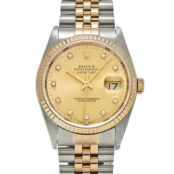 ロレックス デイトジャスト 16233G シャンパン/ダイヤモンド メンズ 時計 【中古】【wristwatch】
