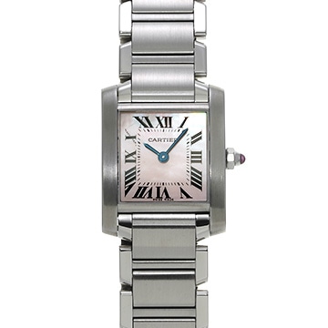 カルティエ タンクフランセーズ SM W51028Q3 ピンクシェル レディース 時計 【中古】【wristwatch】
