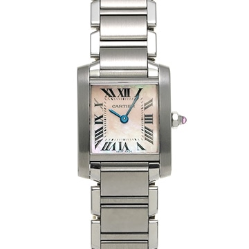 カルティエ タンクフランセーズ SM　 W51028Q3 ピンクシェル レディース 時計 【中古】【wristwatch】