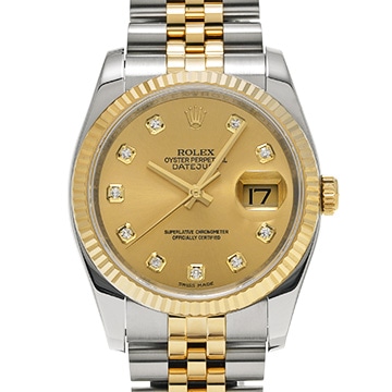 ロレックス デイトジャスト 116233G シャンパン/ダイヤモンド メンズ 時計 【中古】【wristwatch】