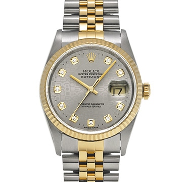 ロレックス デイトジャスト 16233G グレーコンピュータ/ダイヤモンド メンズ 時計 【中古】【wristwatch】