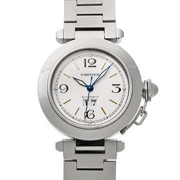 カルティエ パシャC ビッグデイト W31044M7 ホワイト ユニセックス 時計 【中古】【wristwatch】