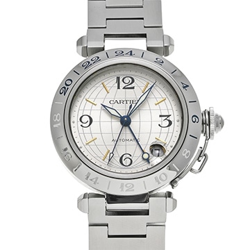 カルティエ パシャC メリディアン GMT W31029M7 シルバー ユニセックス 時計 【中古】【wristwatch】