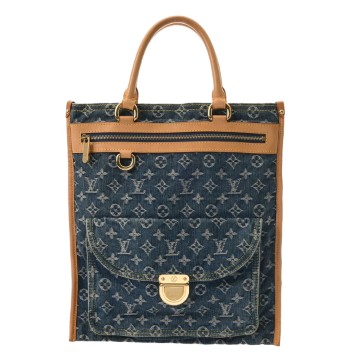 ルイ ヴィトン モノグラムデニム フラットショッパー ブルー M95018 デニム ユニセックス バッグ 【中古】【bag】