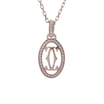 カルティエ ロゴドゥーブル ネックレス パヴェ ゴールド K18ピンクゴールド PG レディース ジュエリー 【中古】【jewelry】