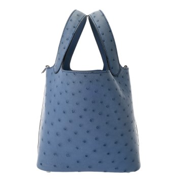 エルメス ピコタンロック PM  ブルー系 オーストリッチ レディース バッグ 【中古】【bag】