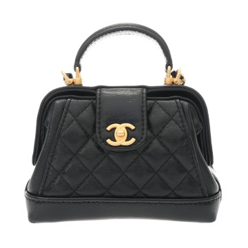 シャネル マトラッセ チェーンクラッチ ブラック AP4109 シャイニーラムスキン レディース バッグ 【中古】【bag】