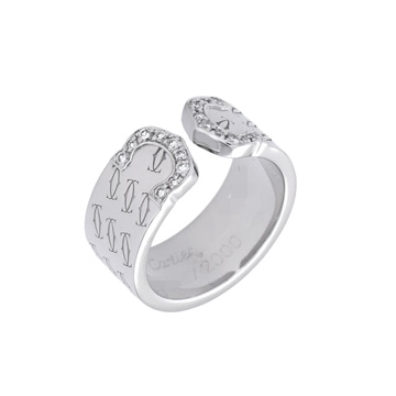 カルティエ C2リング #49 2000年クリスマス限定 シルバー K18ホワイトゴールド WG レディース ジュエリー 【中古】【jewelry】