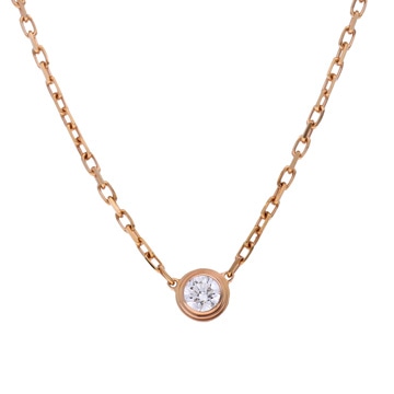 カルティエ ダムール ネックレス SM 一粒ダイヤ ゴールド K18ピンクゴールド PG レディース ジュエリー 【中古】【jewelry】