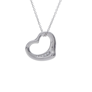 ティファニー オープンハート ネックレス 5PD ゴールド Pt950プラチナ レディース ジュエリー 【中古】【jewelry】