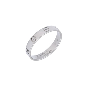 カルティエ ミニラブ リング #60 シルバー Pt950プラチナ レディース ジュエリー 【中古】【jewelry】