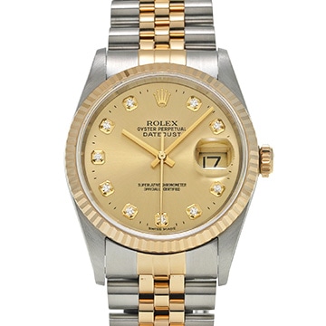 ロレックス デイトジャスト 36 16233G シャンパン/ダイヤモンド メンズ 時計 【中古】【wristwatch】