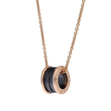 ブルガリ B-ZERO1 ネックレス ゴールド K18ピンクゴールド PG/ブラックセラミック ユニセックス ジュエリー 【中古】【jewelry】