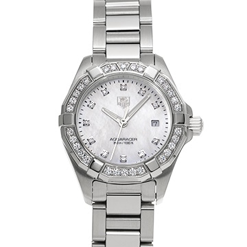 タグ ホイヤー アクアレーサー クォーツ WAY1414.BA0920 ホワイトシェル/ダイヤモンド レディース 時計 【中古】【wristwatch】
