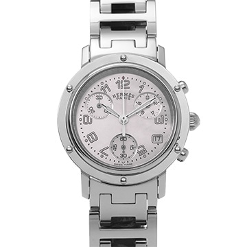 エルメス クリッパー クロノグラフ CL1.310.214 ピンクシェル レディース 時計 【中古】【wristwatch】